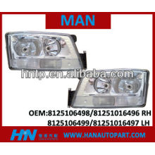 MAN TRUCK HEAD LAMP MAN ELECTRIC HEAD LAMP 8125106498/81251016496 RH 8125106499/81251016497 LH